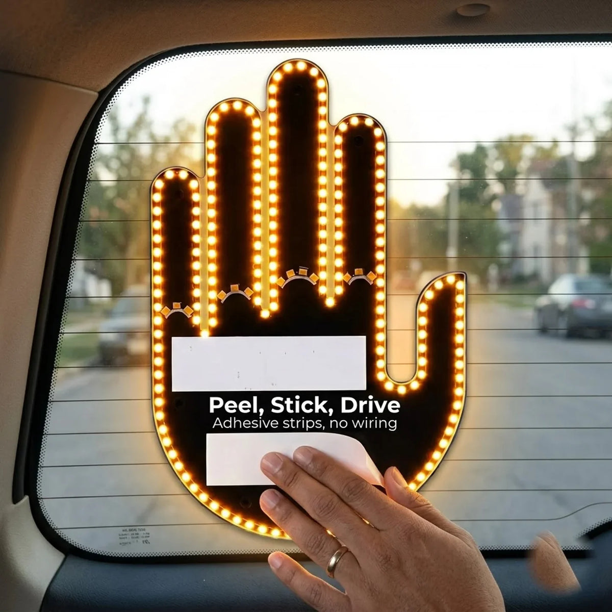 Hand Gesture Light for Car — LED Rear Window Sign with Remote