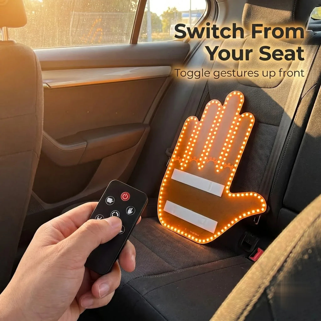 Hand Gesture Light for Car — LED Rear Window Sign with Remote