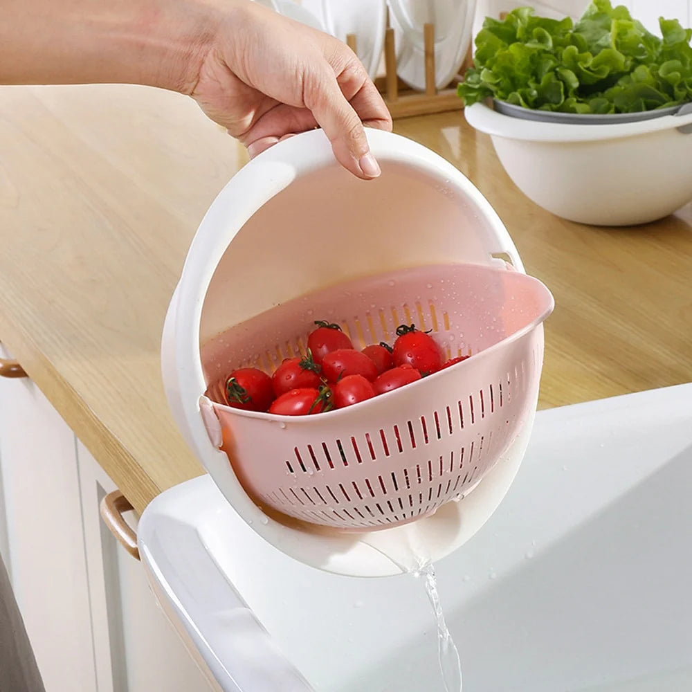 Double-Layer Drain Basket | Fruit Vegetable Rice Strainer