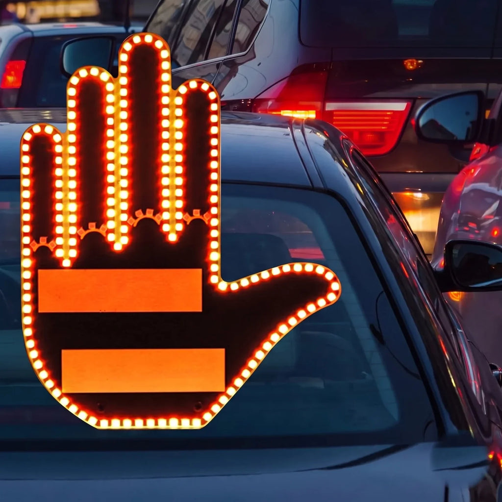 Hand Gesture Light for Car — LED Rear Window Sign with Remote