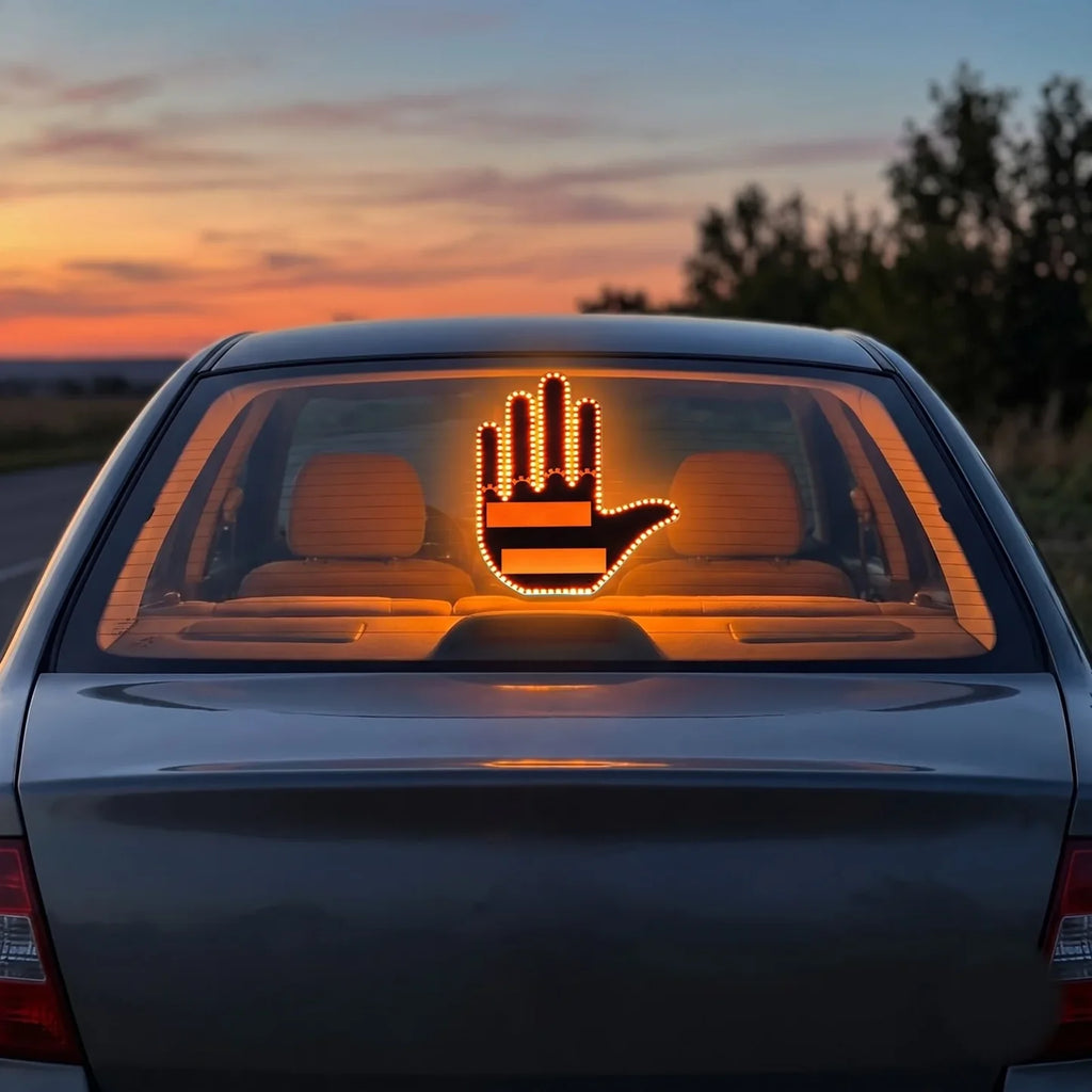 Hand Gesture Light for Car — LED Rear Window Sign with Remote